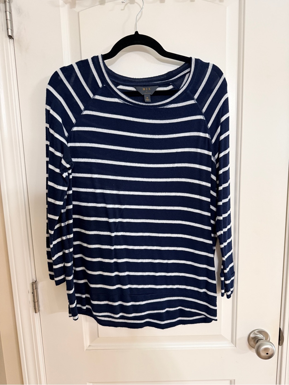 Mix Navy & White Striped Crewneck Sweater